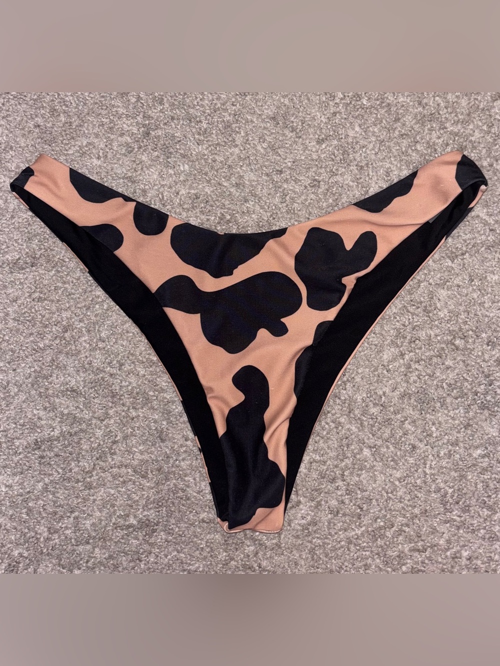 Like new! High-Cut Black & Tan Abstract Animal-ish Print Bikini Bottom-Size L🖤🤎
